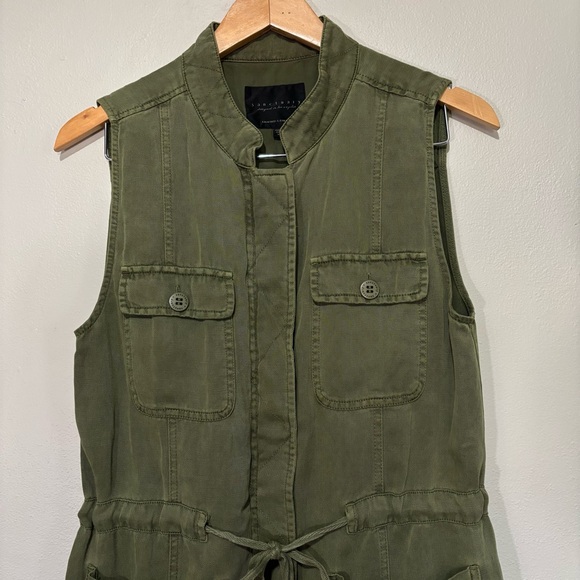 Sanctuary Olive Green Utility Vest Size Medium Pocketed Waist Tie Chinch - Picture 2 of 5